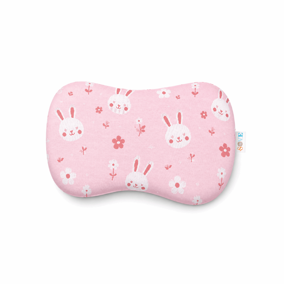 Sove Pink Bunny and Floral kids memory foam pillow product shot