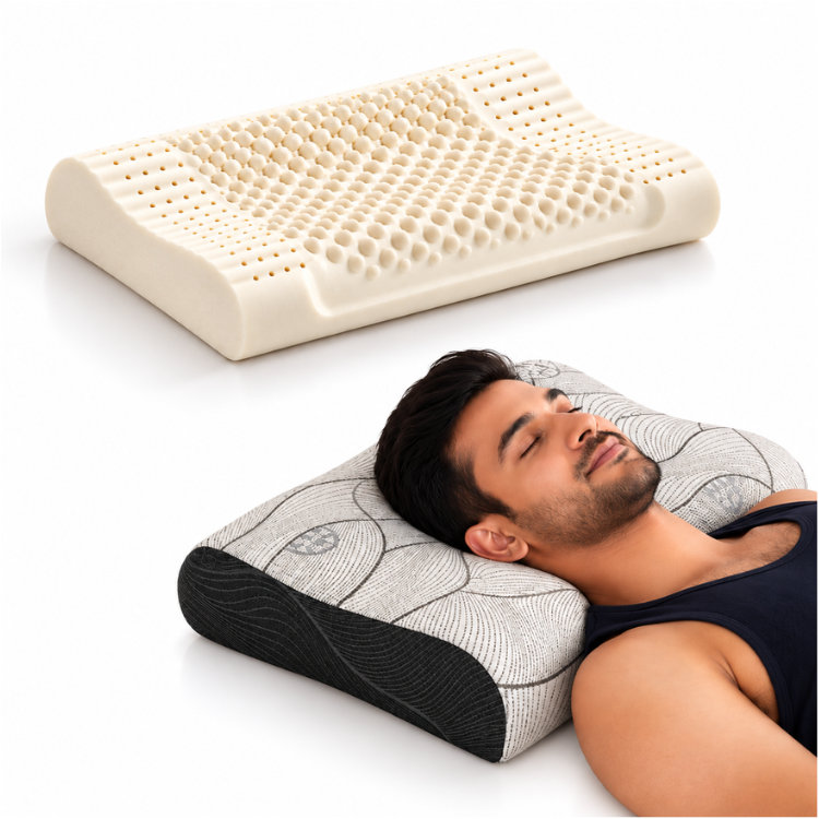 3D Massage Contour Latex Pillow - GOLS Certified 100% Organic & Natural Latex