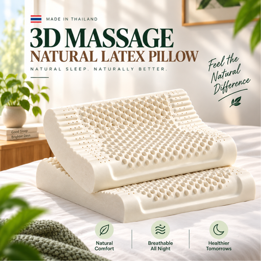 3D Massage Contour Latex Pillow - GOLS Certified 100% Organic & Natural Latex