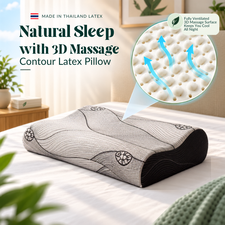 3D Massage Contour Latex Pillow - GOLS Certified 100% Organic & Natural Latex