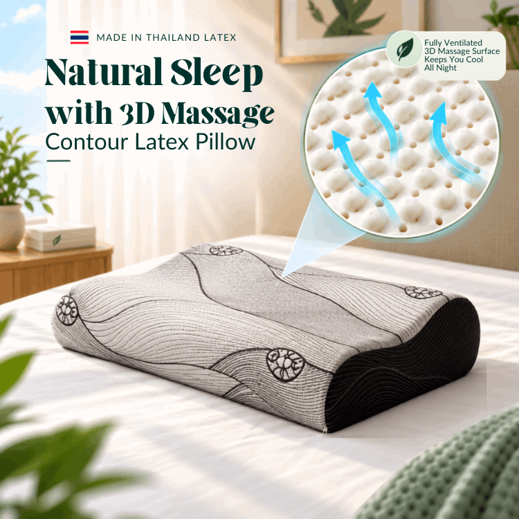 3D Massage Contour Latex Pillow - GOLS Certified 100% Organic & Natural Latex