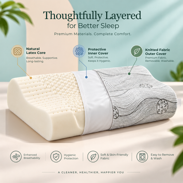 3D Massage Contour Latex Pillow - GOLS Certified 100% Organic & Natural Latex