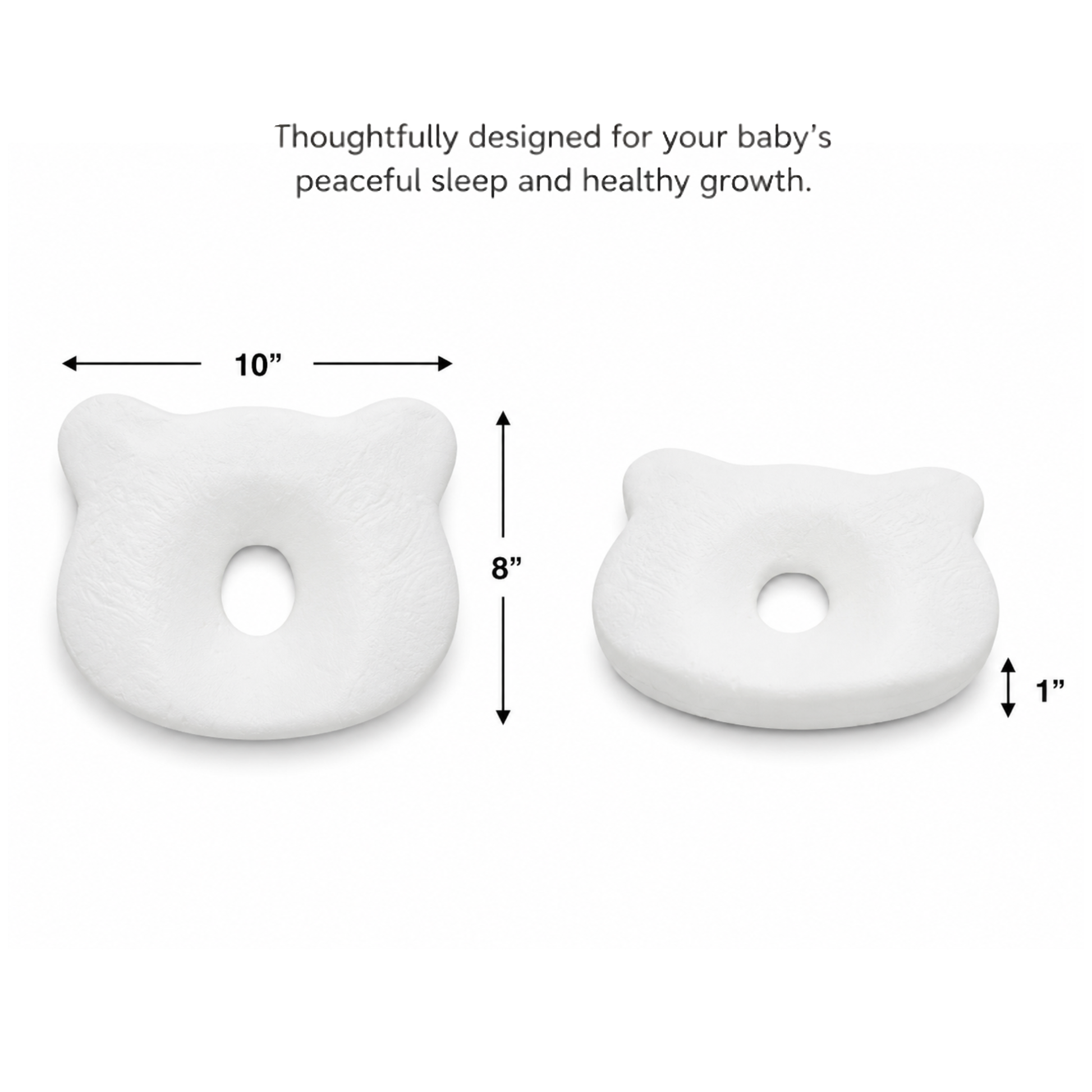 Sove baby head shaping pillow dimensions 10 by 8 by 1 inches