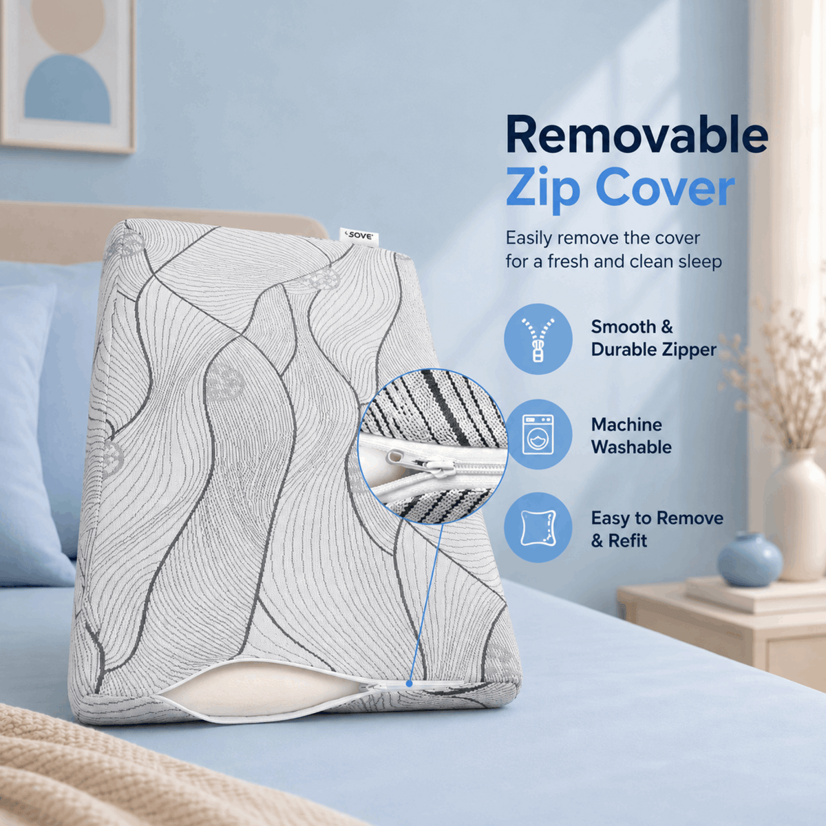 SOVE Contour Memory Foam Pillow breathable cover