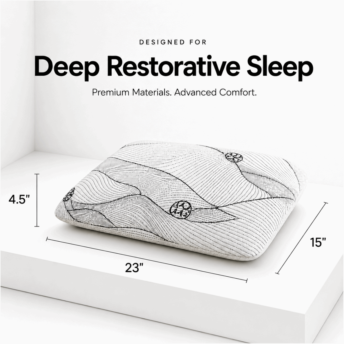 SOVE Deep Sleep Memory Foam Pillow showing 4.5 inch profile