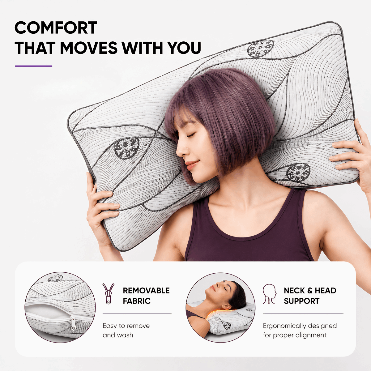 SOVE Deep Sleep Memory Foam Pillow side sleeping position