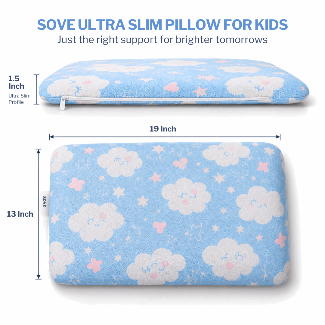Sove Ultra Slim Kids Memory Foam Pillow - Spine & Neck Support